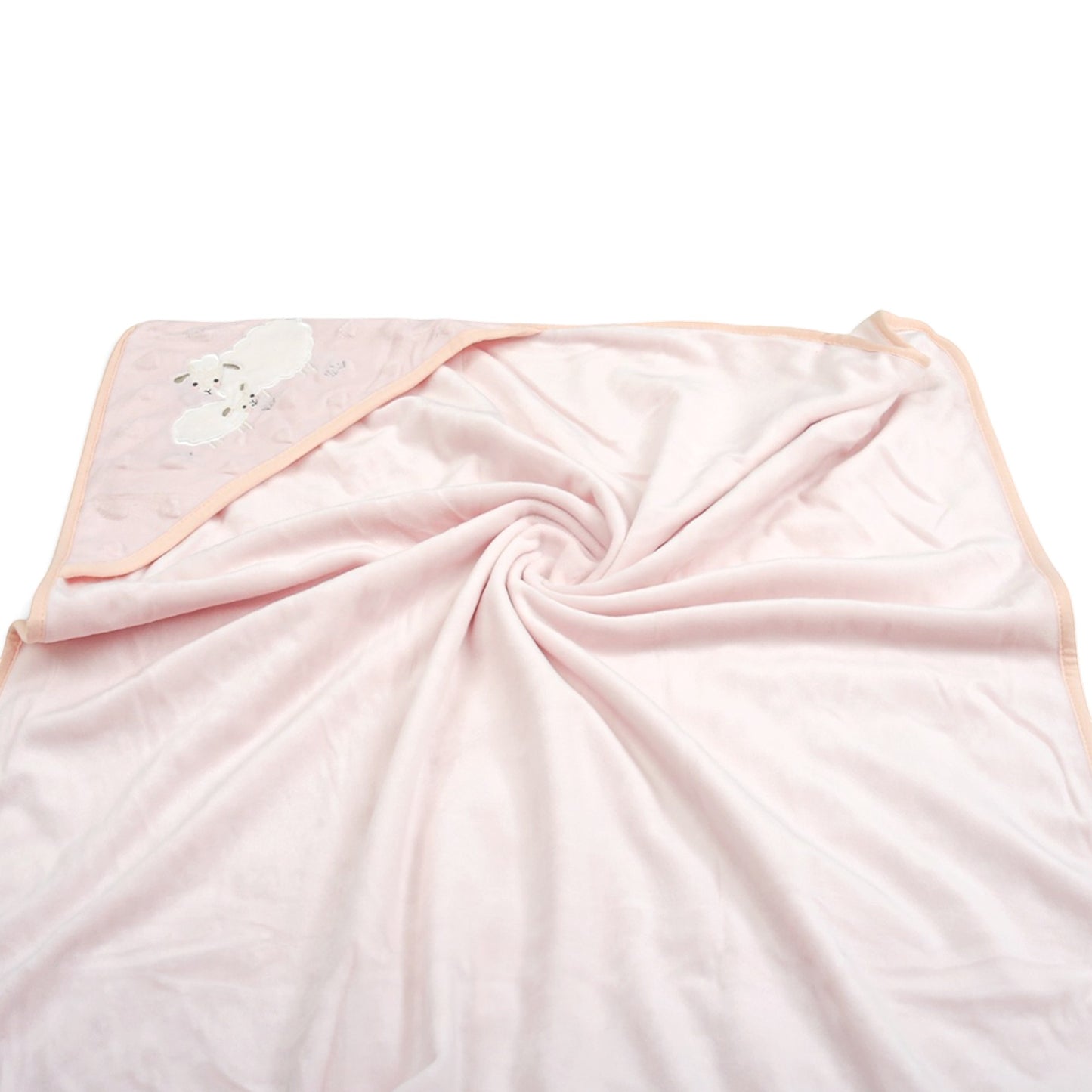 DUSTY PINK HEART EMBOSSED HOODED BLANKET