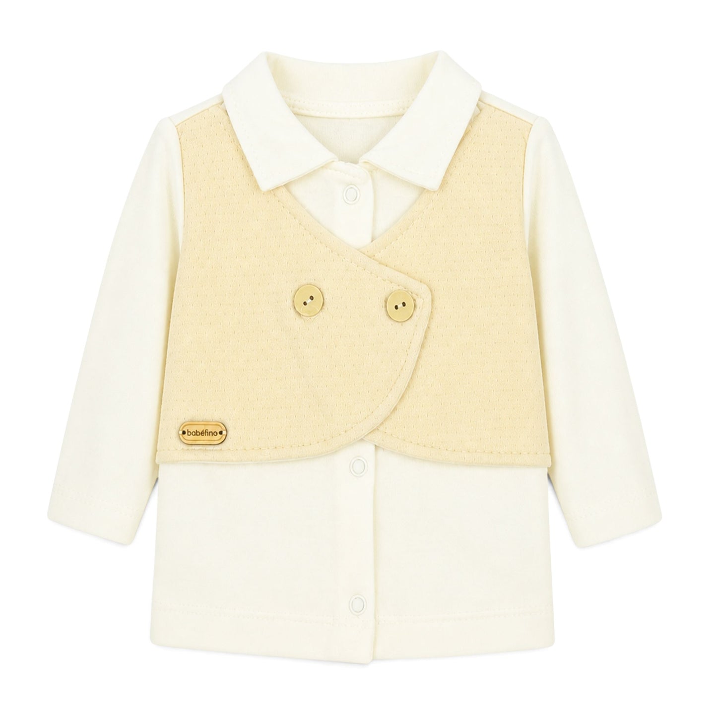 CREAM AND BEIGE VEST-STYLE GENTLEMAN BABY BOY GIFT SET