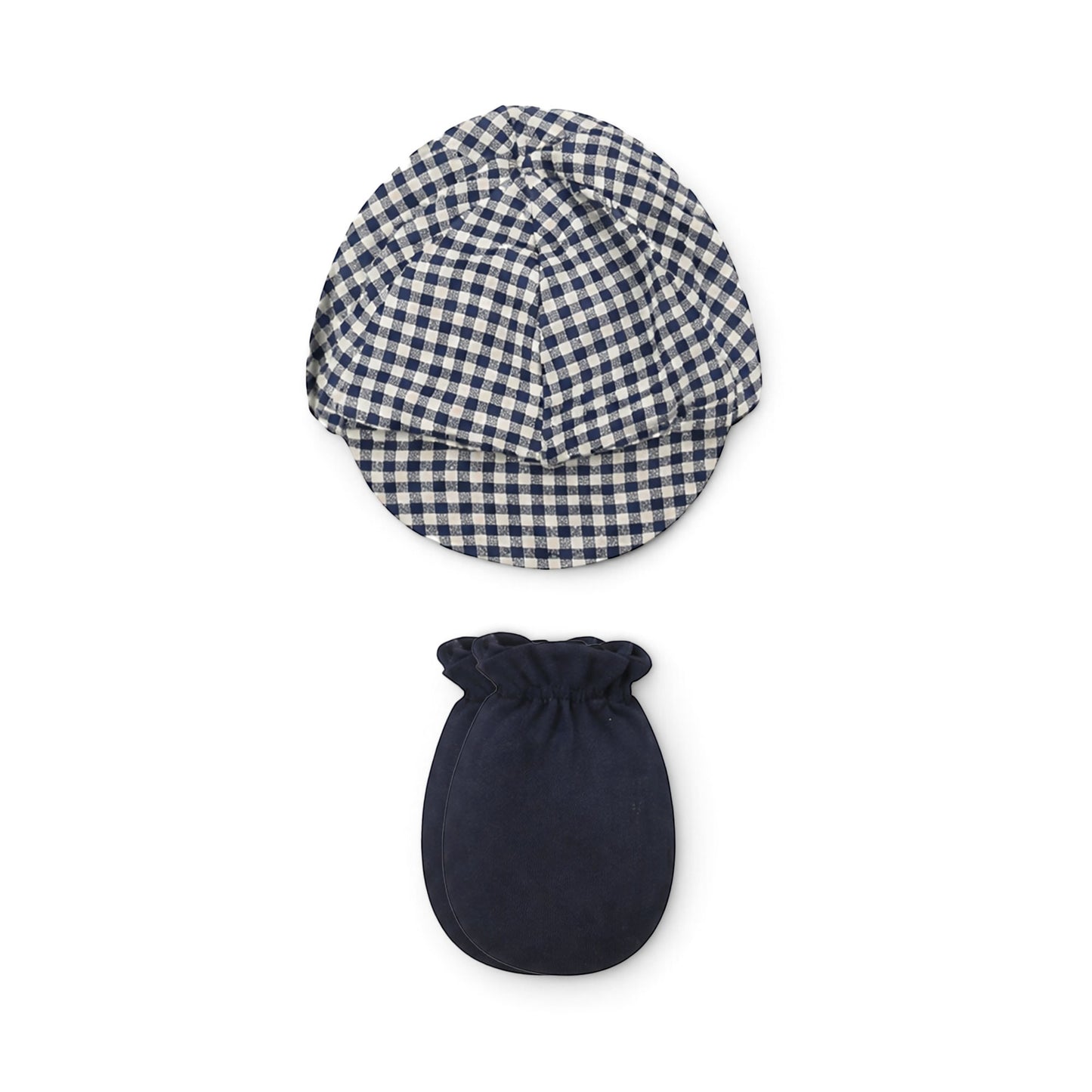 NAVY BLUE AND GINGHAM CHECK VEST BABY BOY GIFT SET