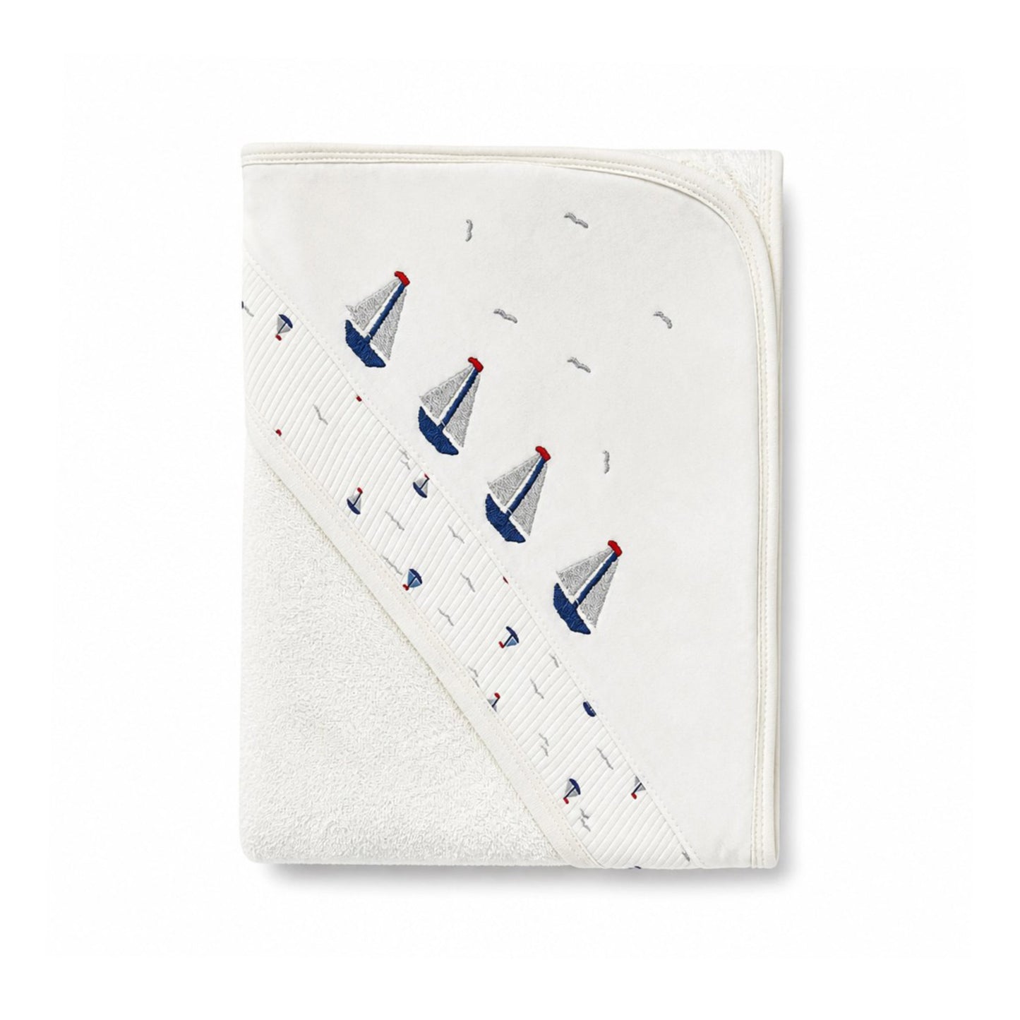 WHITE YACHT HOODED BATH TOWEL