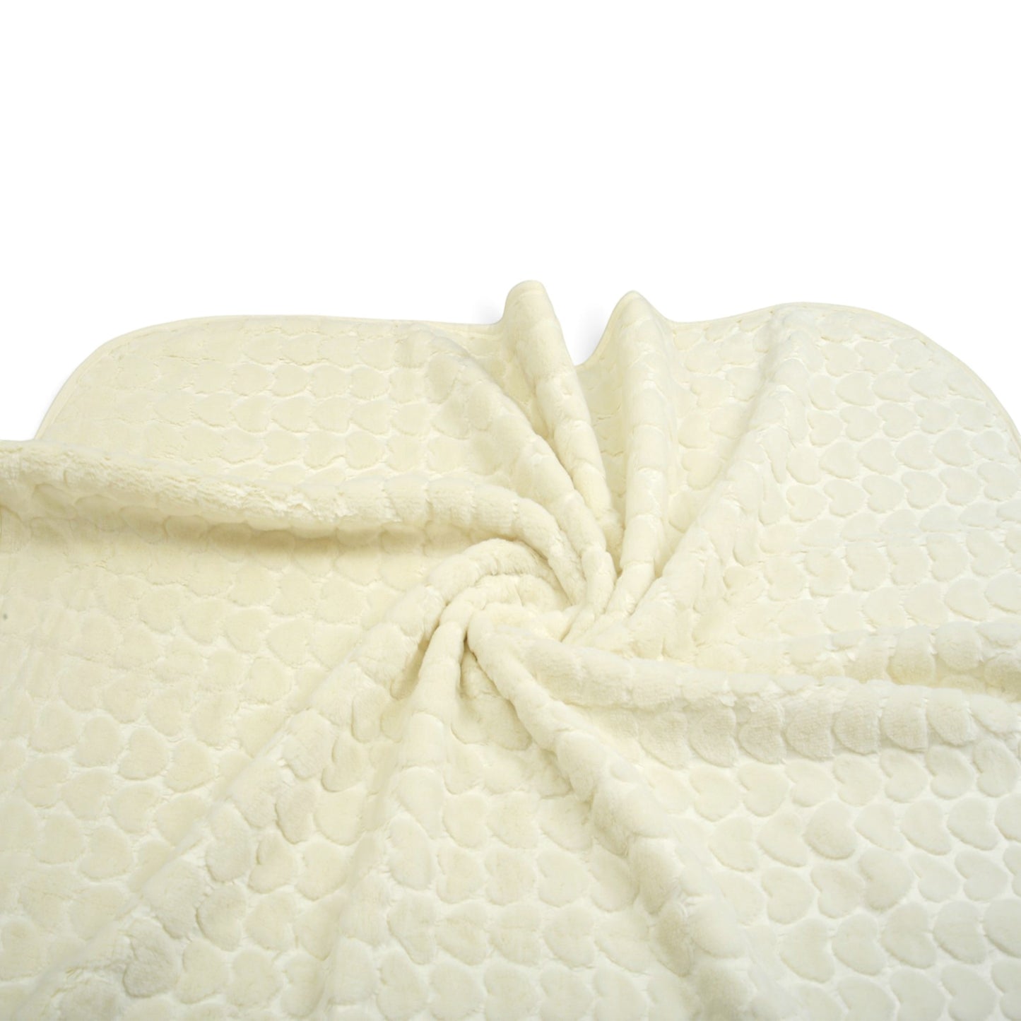 CREAM HEART EMBOSSED BLANKET