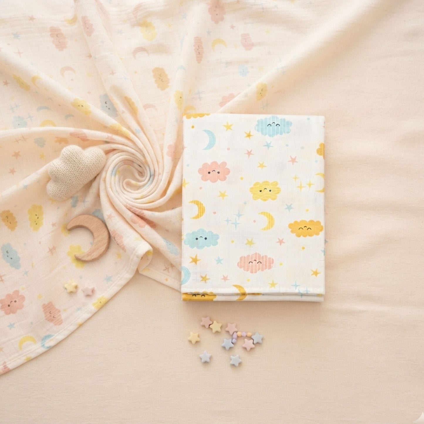 MUSLIN WRAPPING SHEET - CLOUD & STARS
