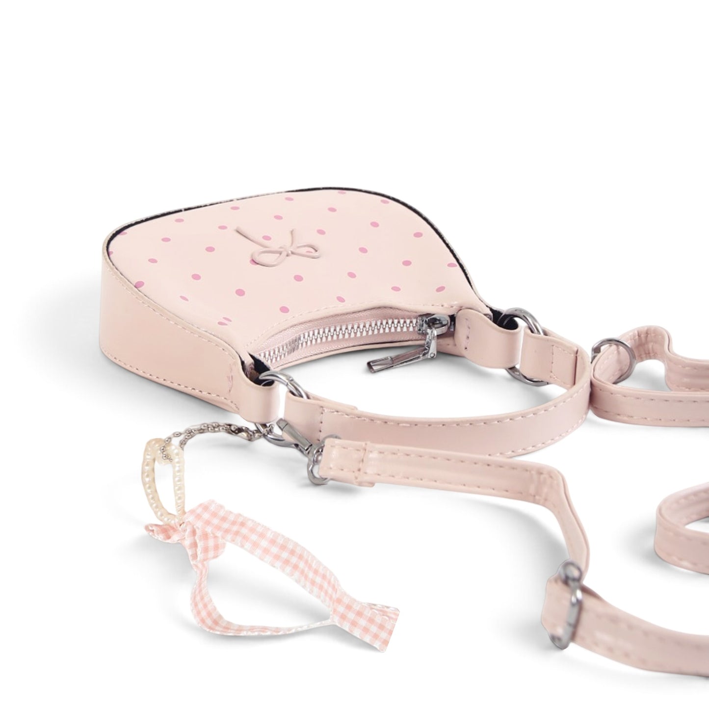 Whimsical Light Pink And Pink Polka Dot Mini Bag