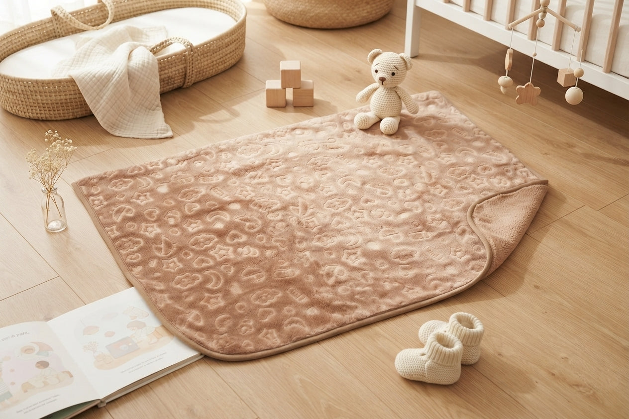 BROWN BABY ICONS EMBOSSED BLANKET