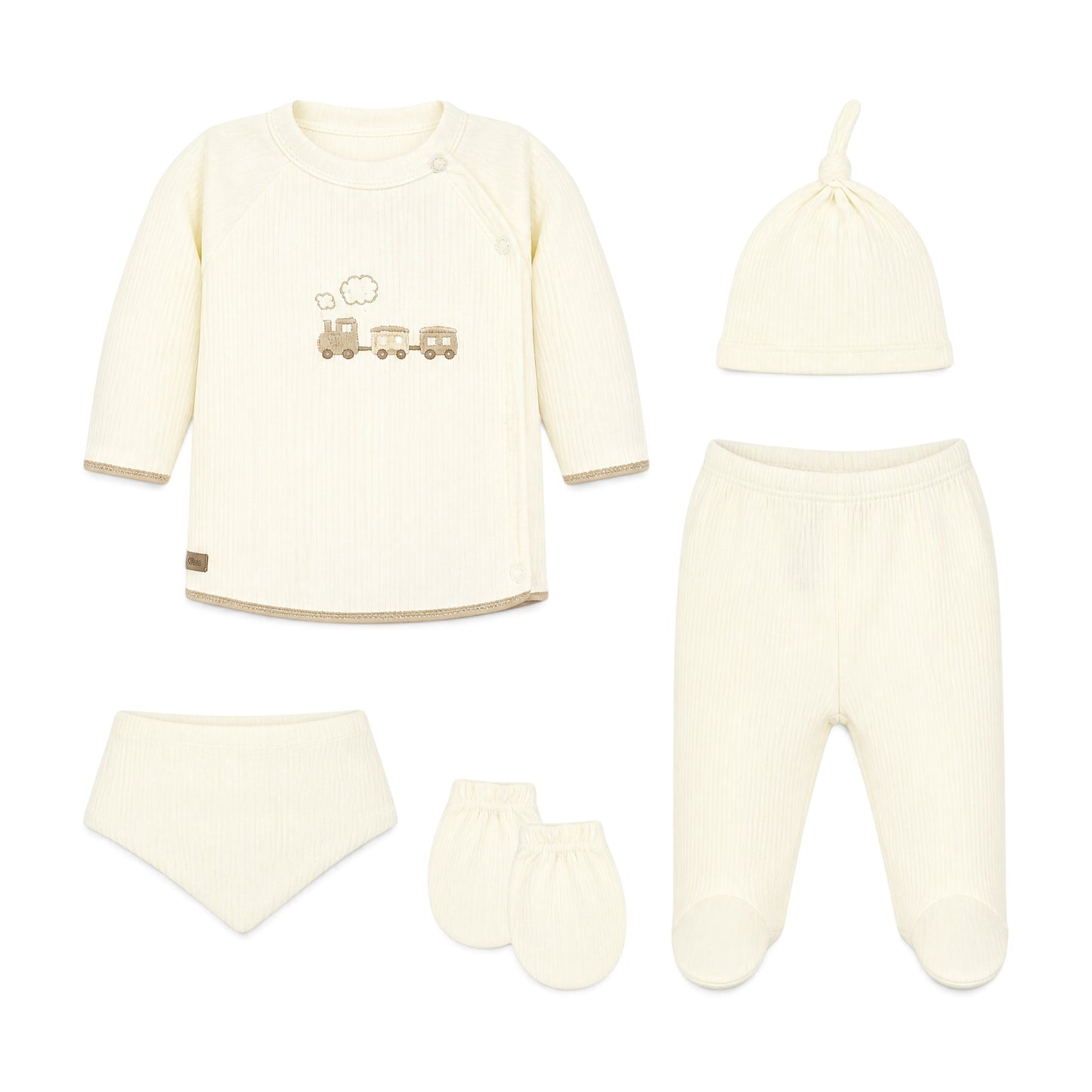 CREAM TRAIN BABY BOY GIFT SET