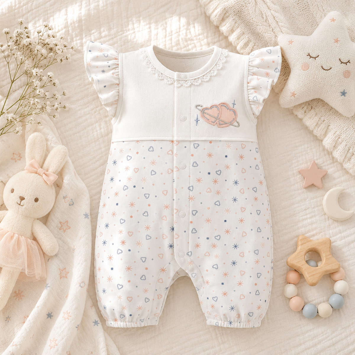 BABY GIRL HEART & SPARKLE ROMPER