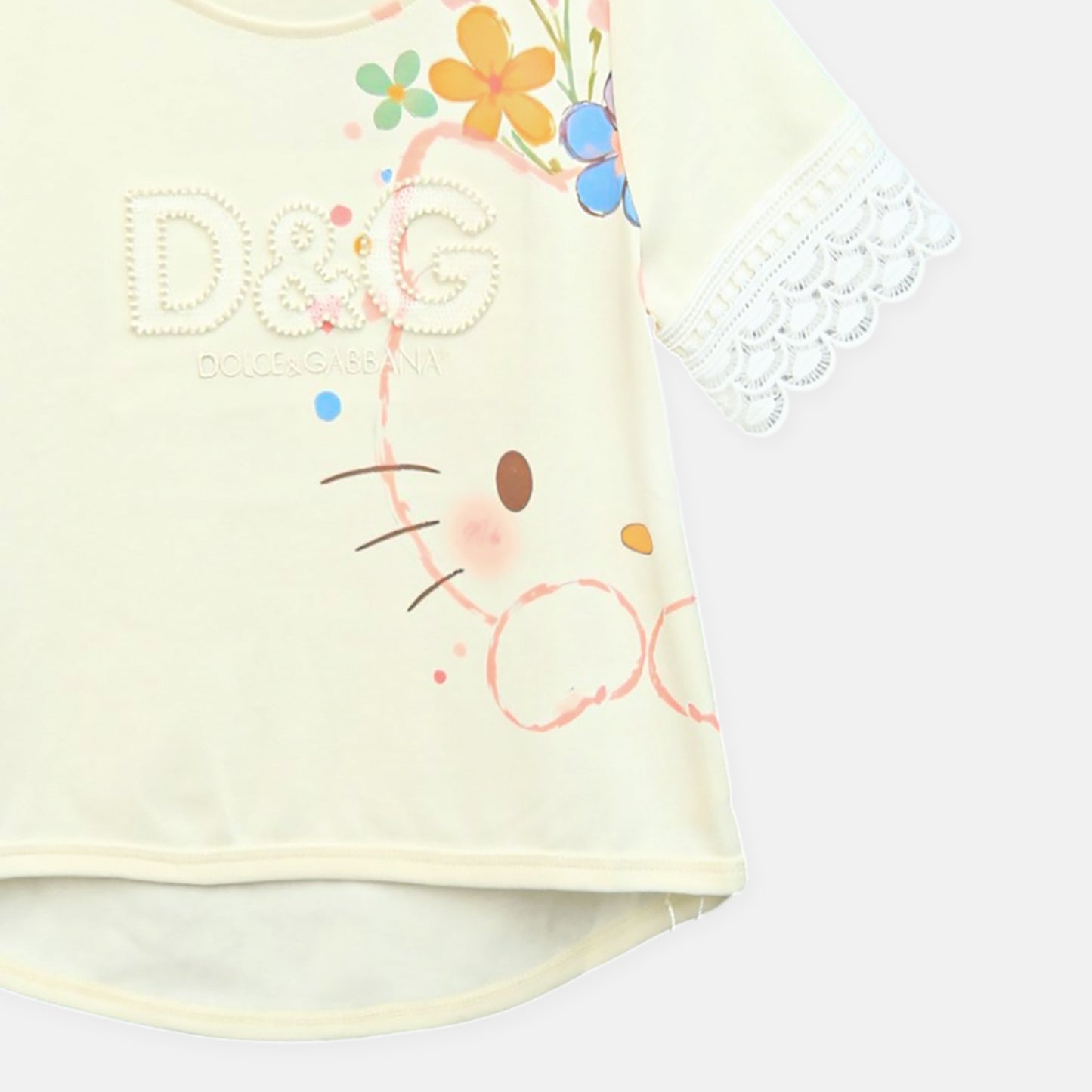 Hello Kitty Lace Sleeve Tee Ivory