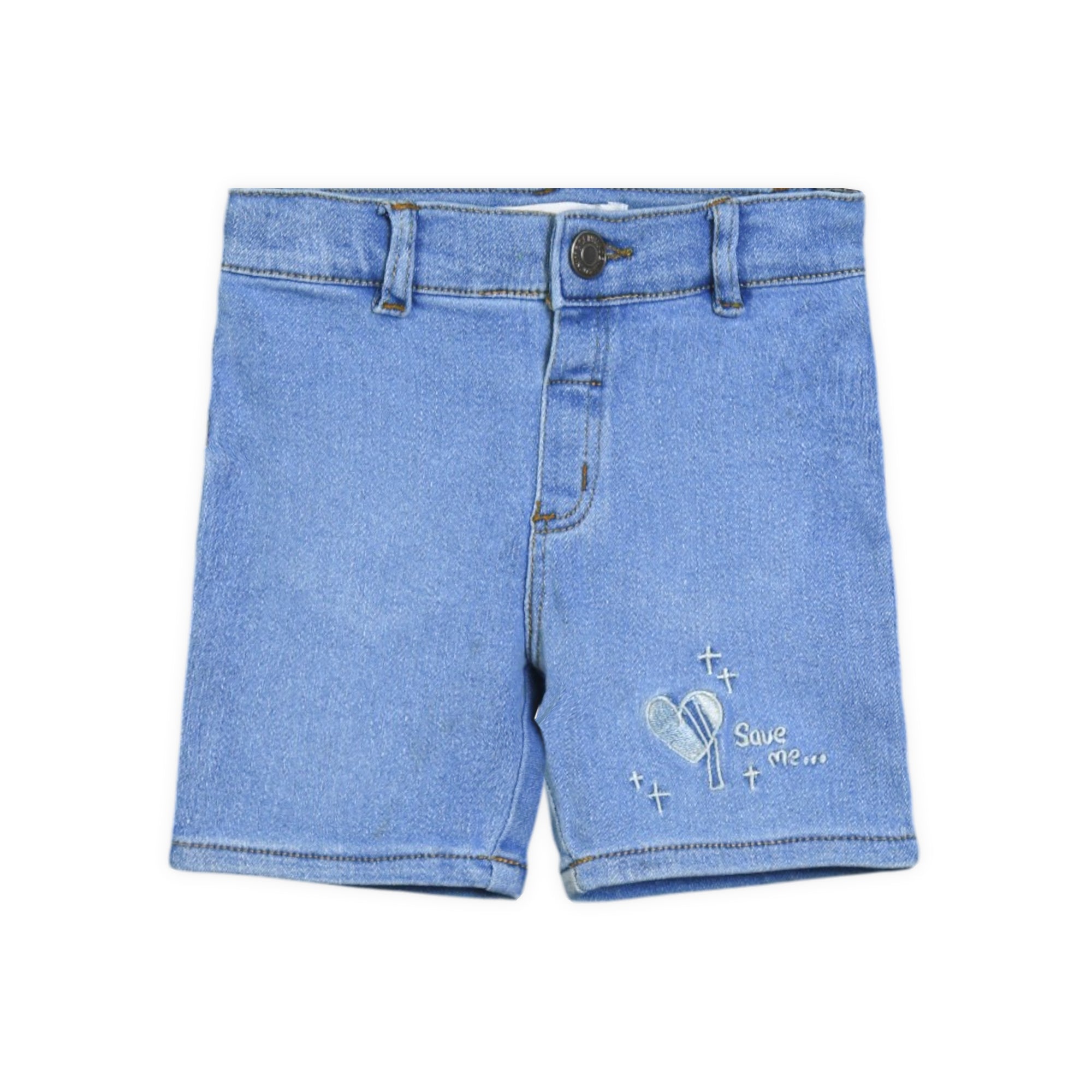LIGHT BLUE MOTTO SHORT JEANS