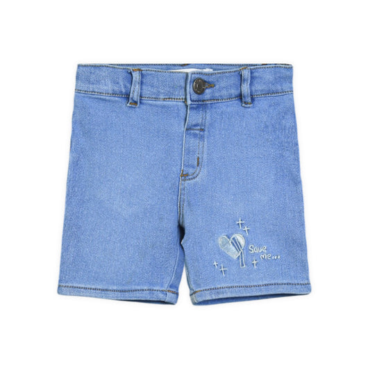 LIGHT BLUE MOTTO SHORT JEANS