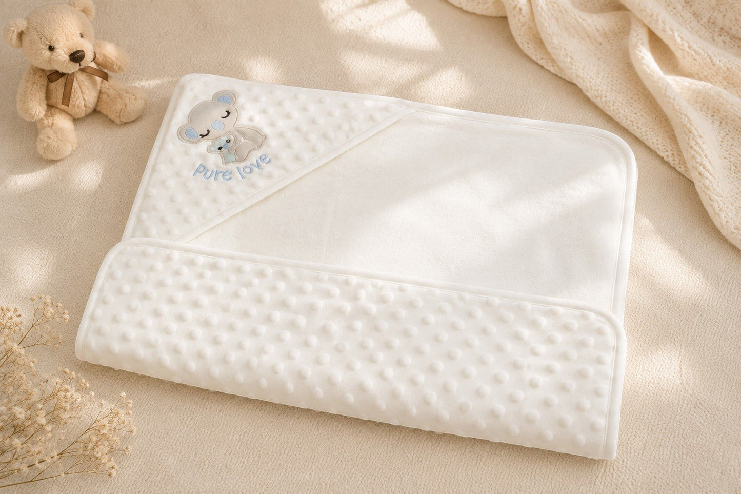 PURE LOVE WHITE BABY BLANKET