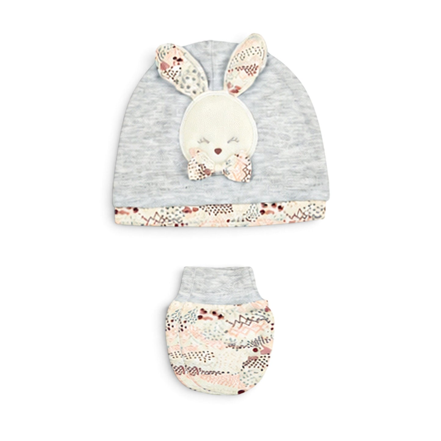 GREY SCENIC PRINT BUNNY BABY GIRL GIFT SET