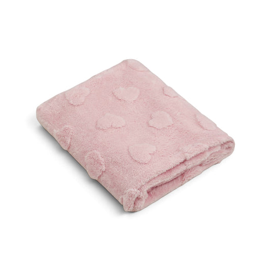 DUSTY PINK EMBOSSED HEART BLANKET