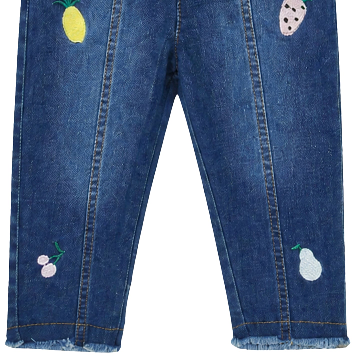 BABY GIRL LIGHT WASH FRUIT-EMBROIDERED JEANS