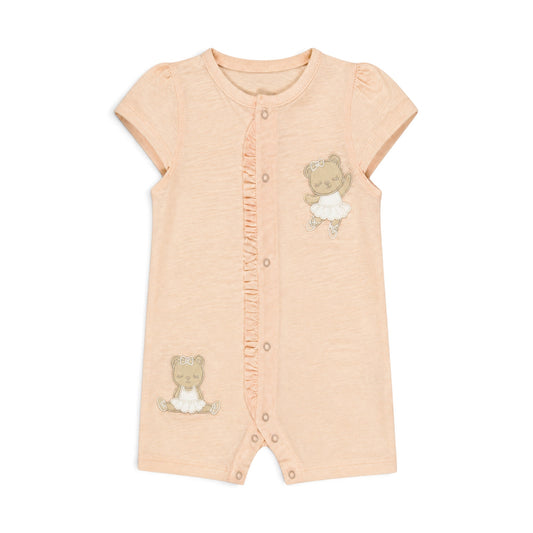 PEACH BALLERINA BEAR ROMPER