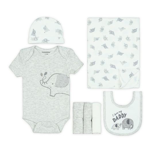 ELEPHANT DREAM 5-PIECE LAYETTE SET (GREY) BOY