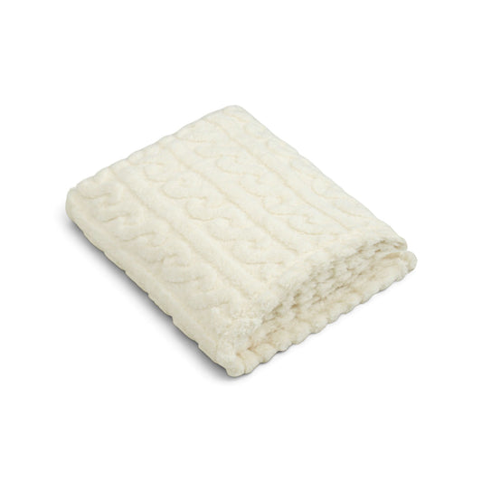 CREAM CABLE-KNIT TEXTURED COZY BLANKET