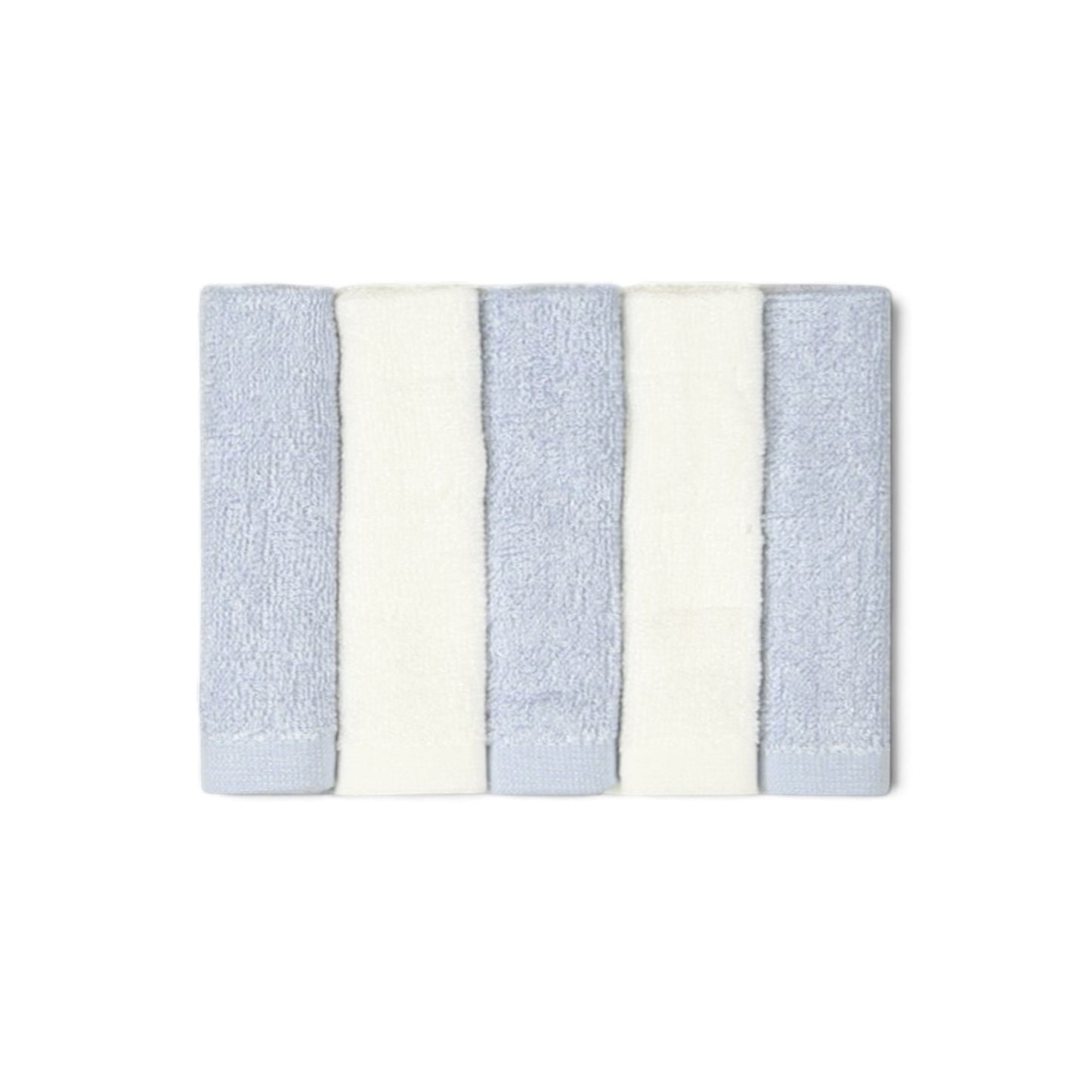 WHITE & BLUE BAMBOO FACE TOWEL PK-5