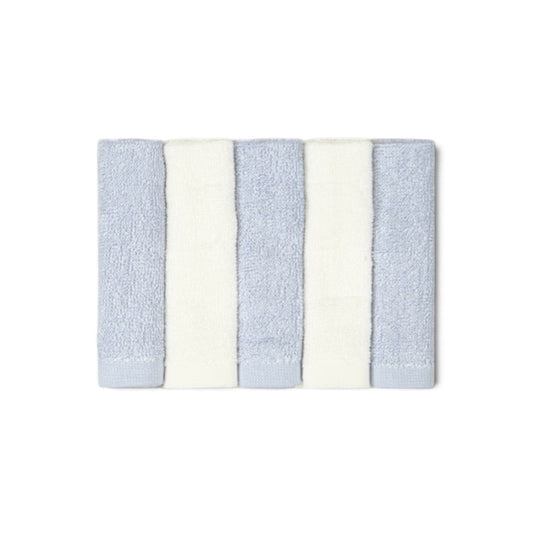WHITE & BLUE BAMBOO FACE TOWEL PK-5