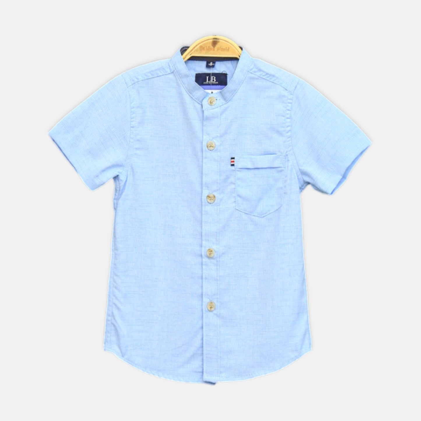 Sky Blue Striped Mandarin Shirt