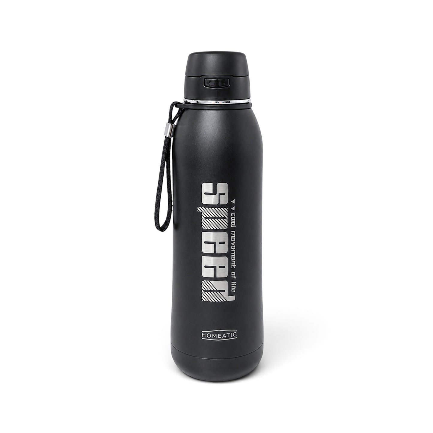 HOMEATIC VACUUM FLASK BLACK STEEL WATER BOTTLE 800 ML