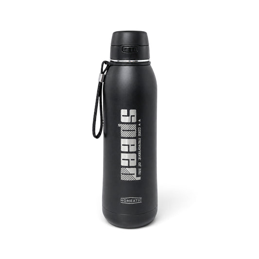 HOMEATIC VACUUM FLASK BLACK STEEL WATER BOTTLE 800 ML