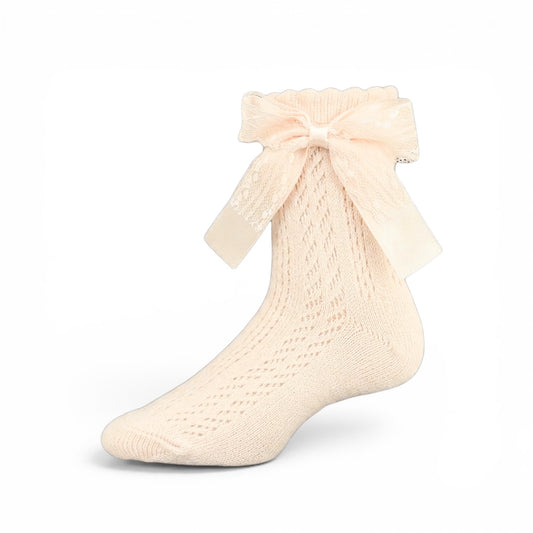 PINK RIBBON ACCENT GIRL SOCKS
