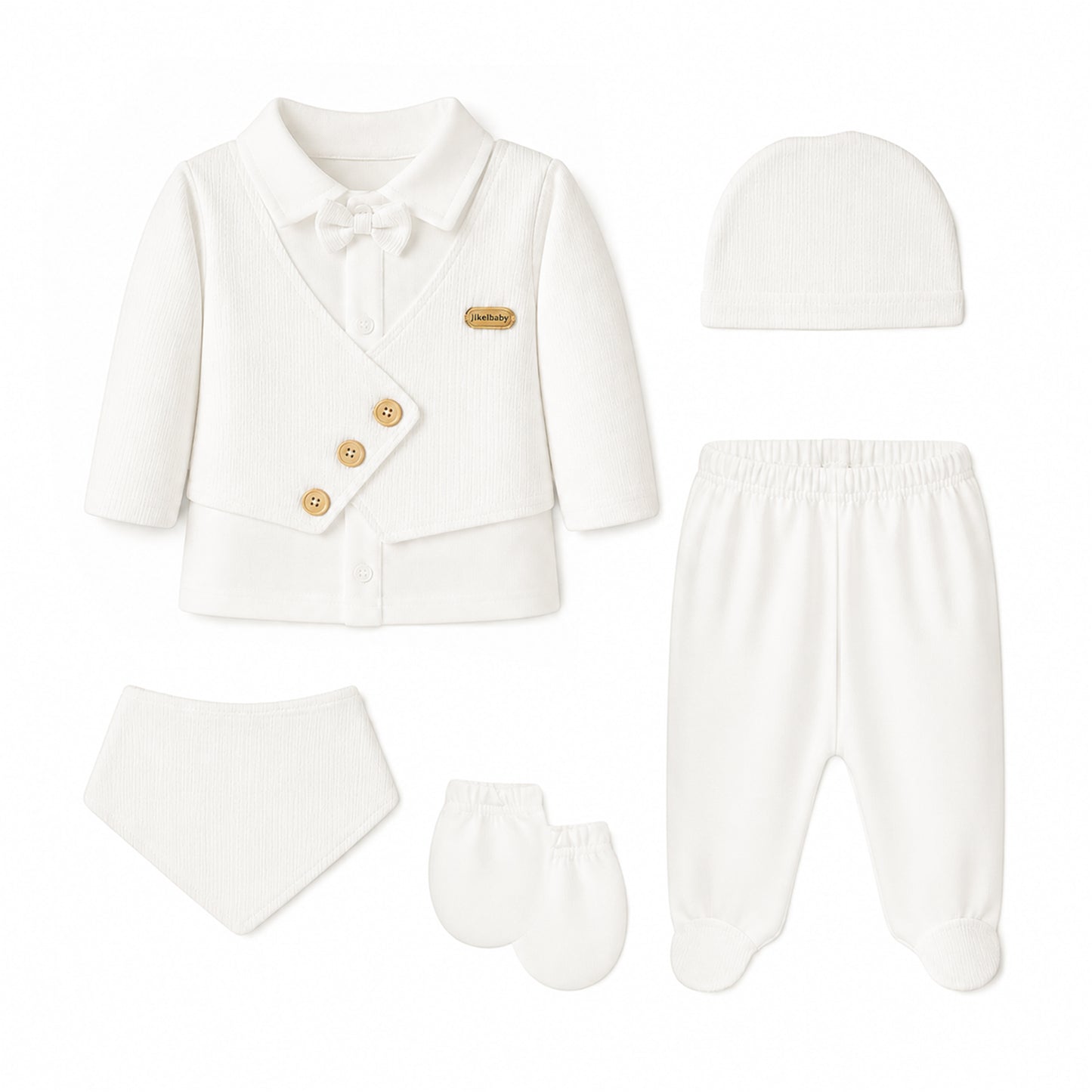 OFF-WHITE VEST STYLE BABY BOY GIFT SET