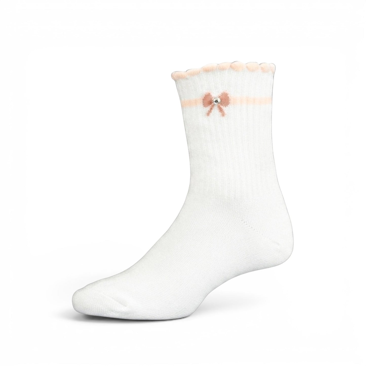 WHITE BOW MOTIF ANKLE GIRL SOCKS