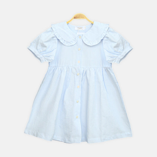 Sky Blue Seersucker Frock