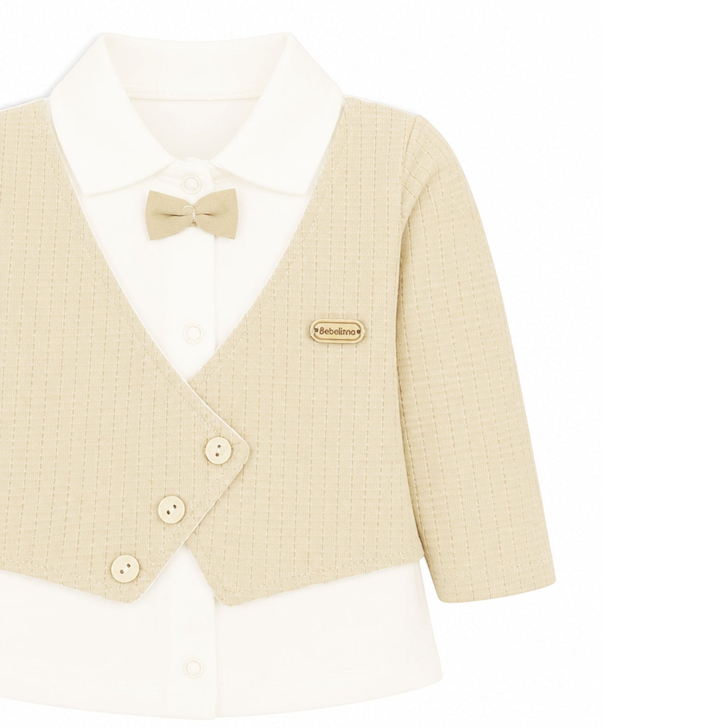 CREAM AND BEIGE VEST STYLE BABY BOY GIFT SET