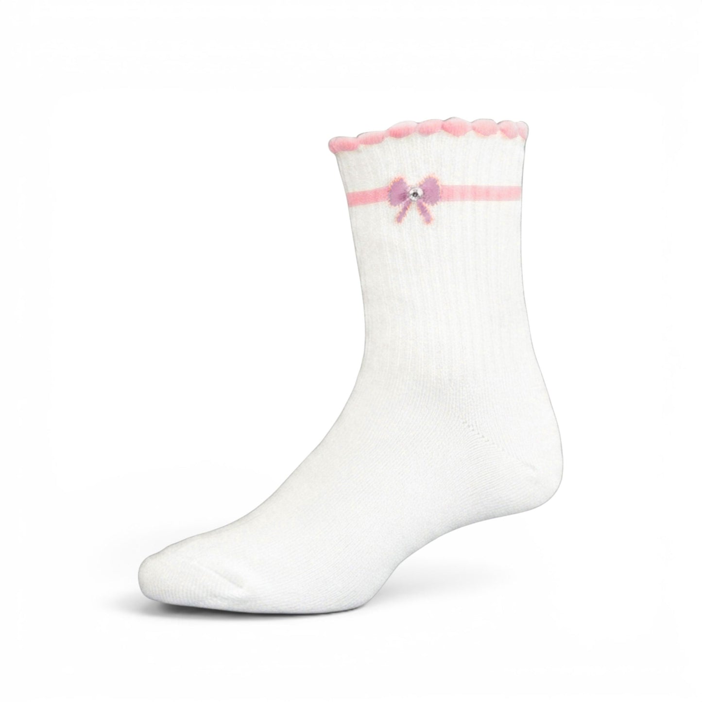 WHITE & PINK BOW GIRL SOCKS