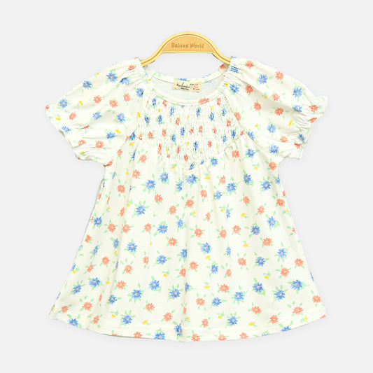 Bright Meadow Ruffle Top Cream