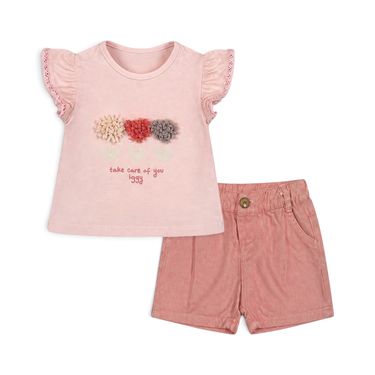 PINK ANCHOR "PETITE IGGY EN MER" AND DENIM SHORTS BABY GIRL OUTFIT