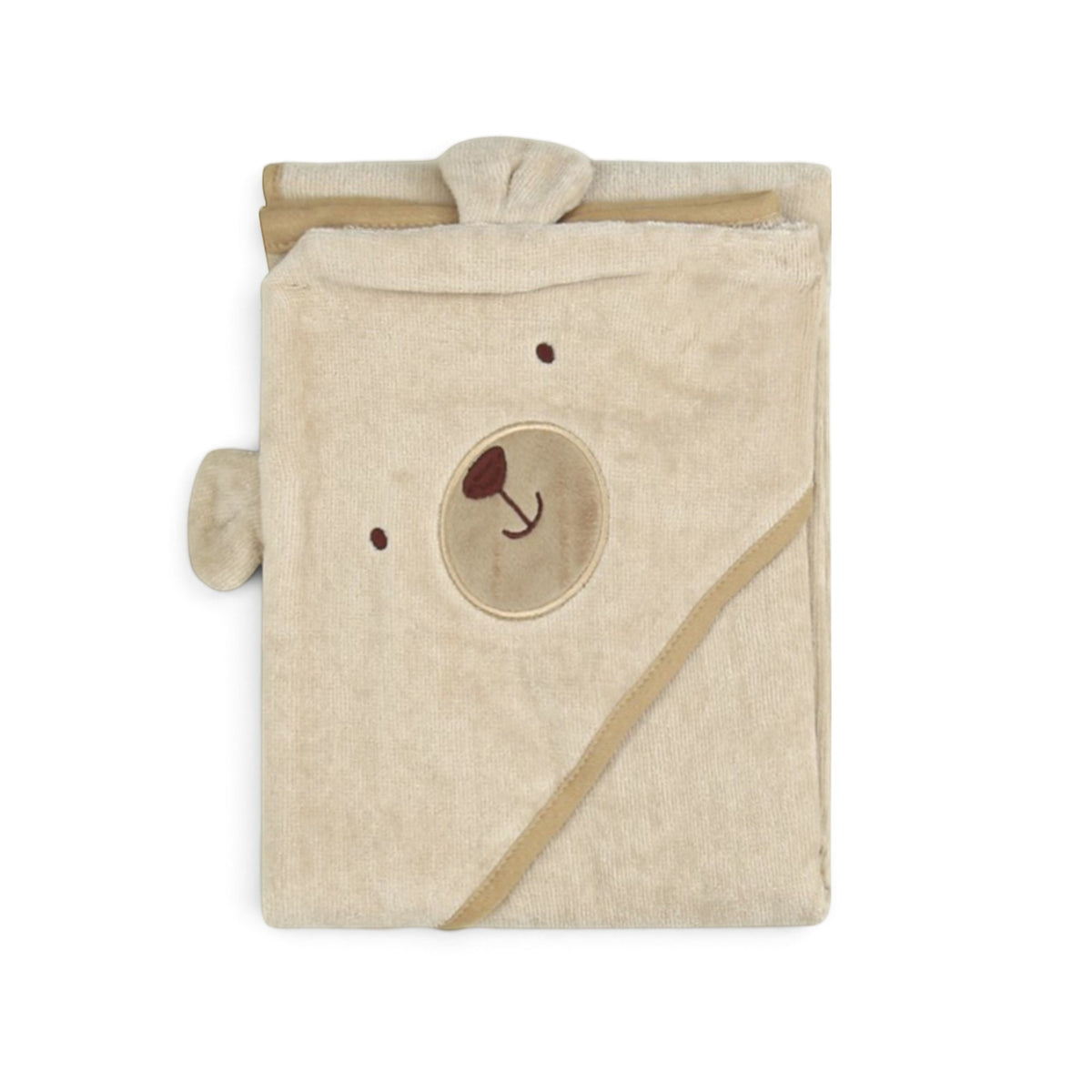 BEIGE TEDDY BEAR HOODED BATH TOWEL