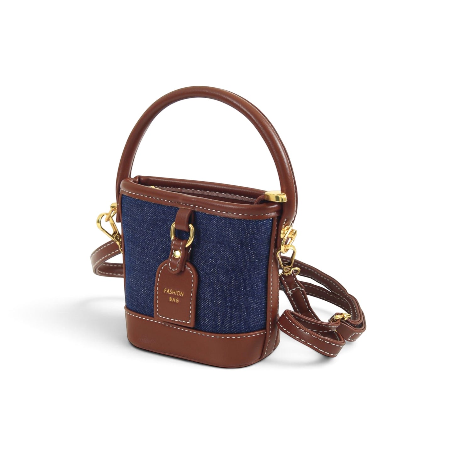 Two-Tone Casual Bucket Bag