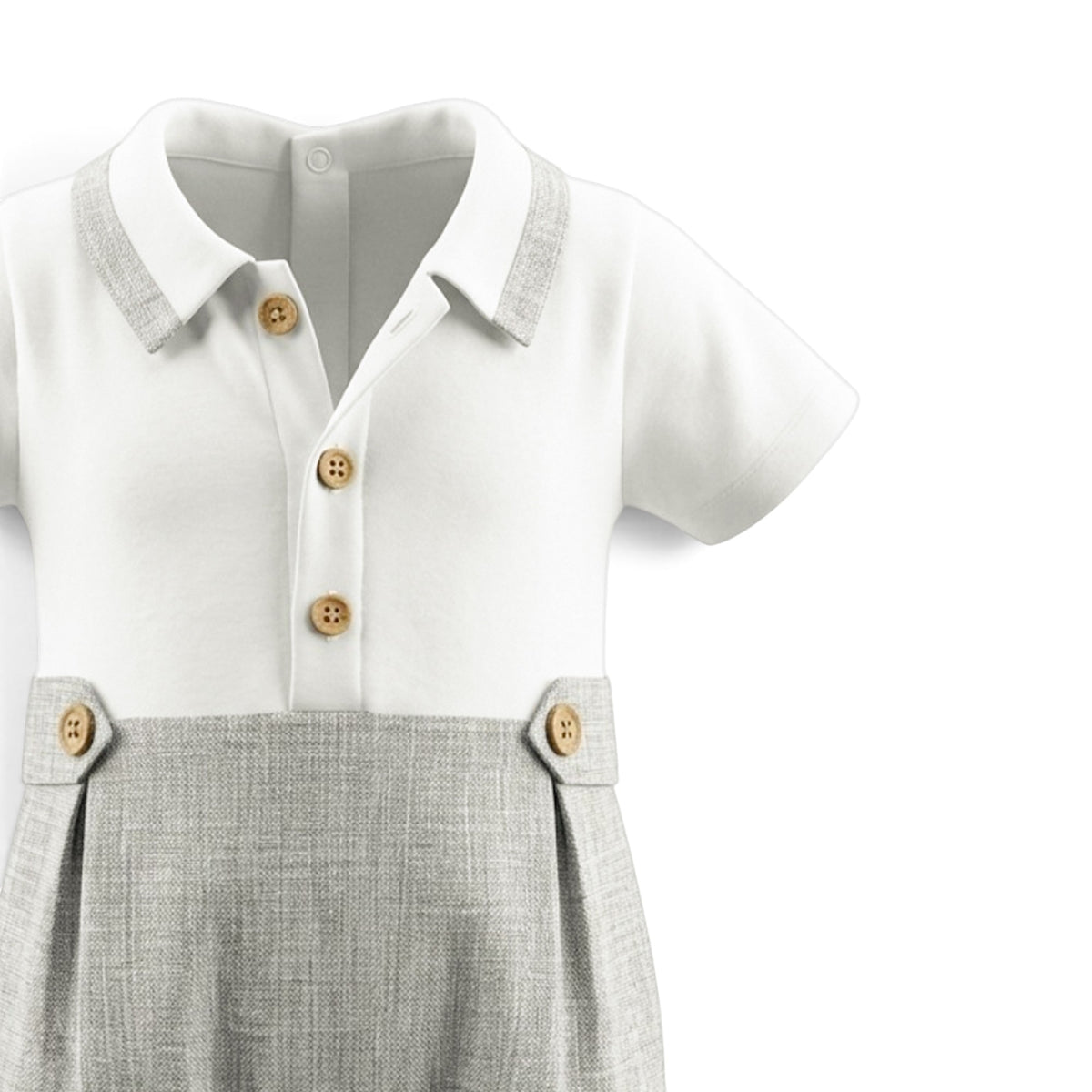 BABY BOY GREY TEXTURED ROMPER