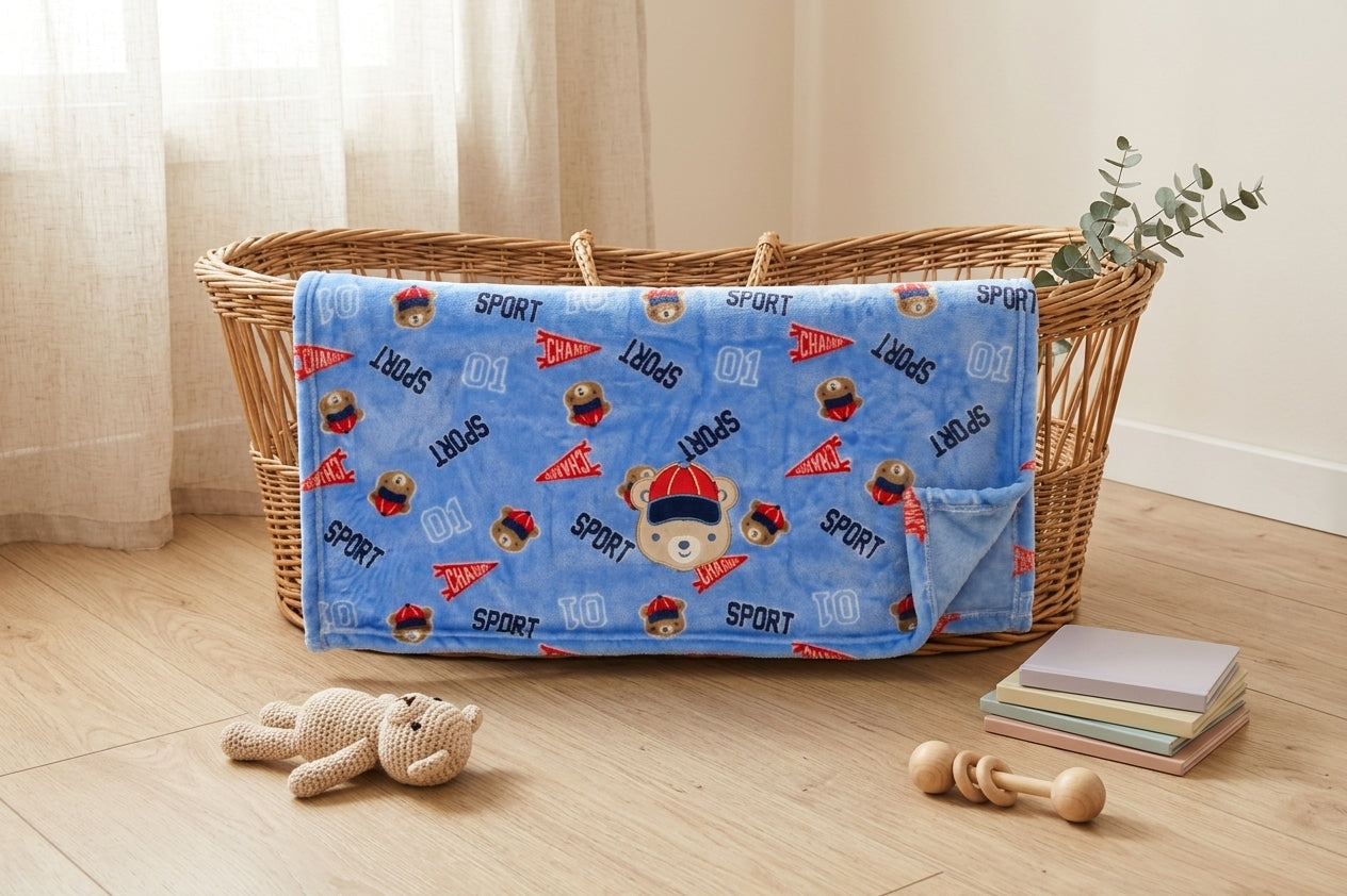 BLUE SPORT & CHAMPION BEAR BLANKET