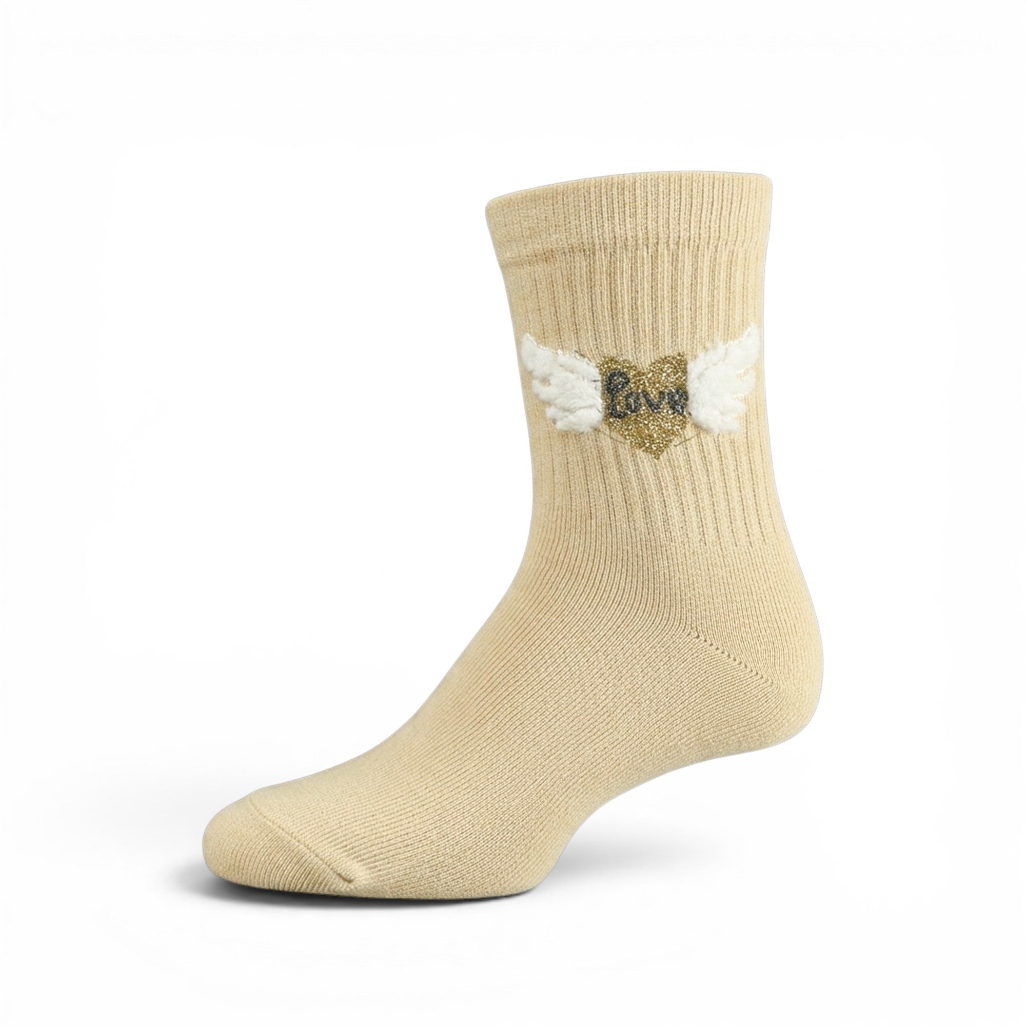CREAM WINGED HEART GIRL SOCKS