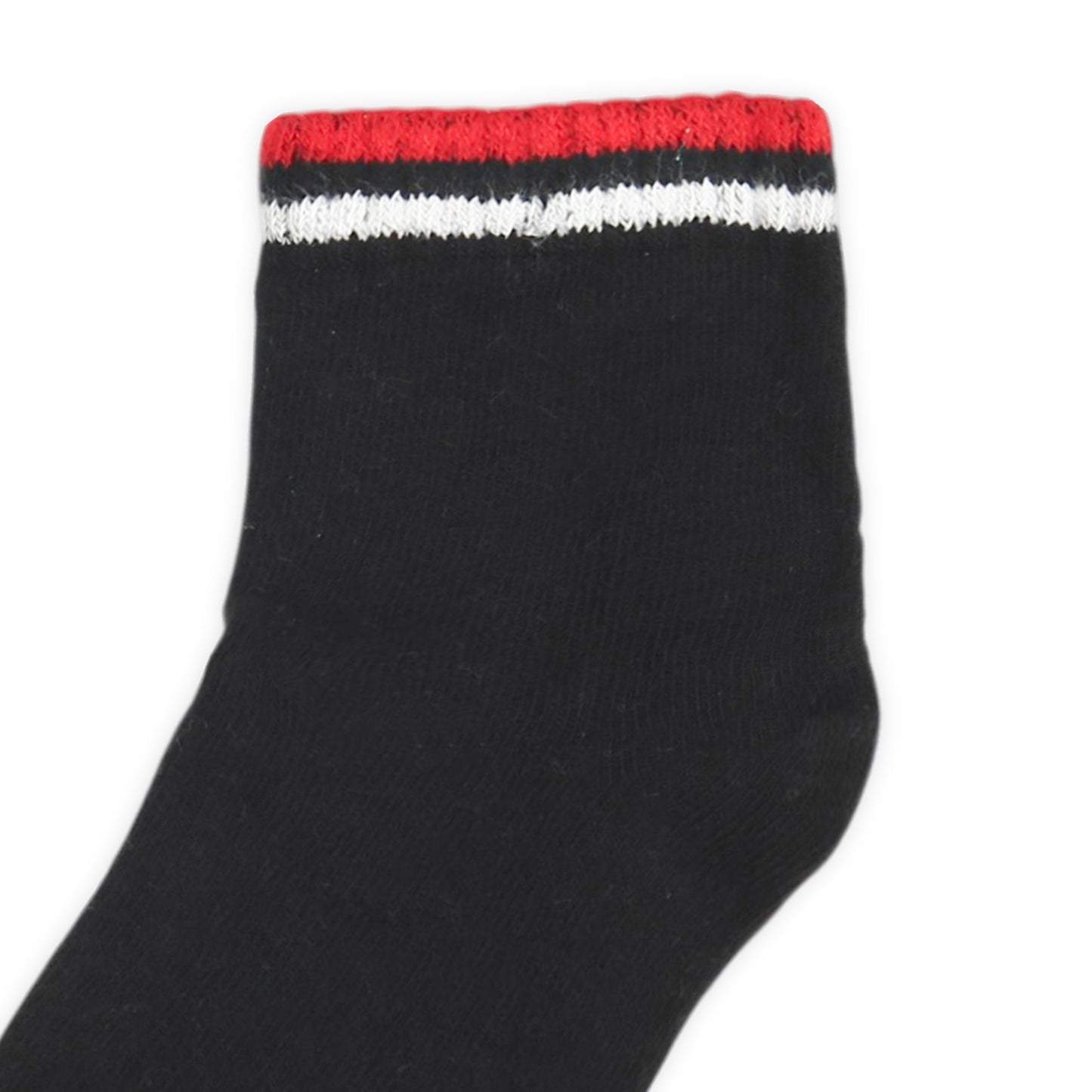 STRIPED CUFF BLACK ANKLE BOY SOCKS