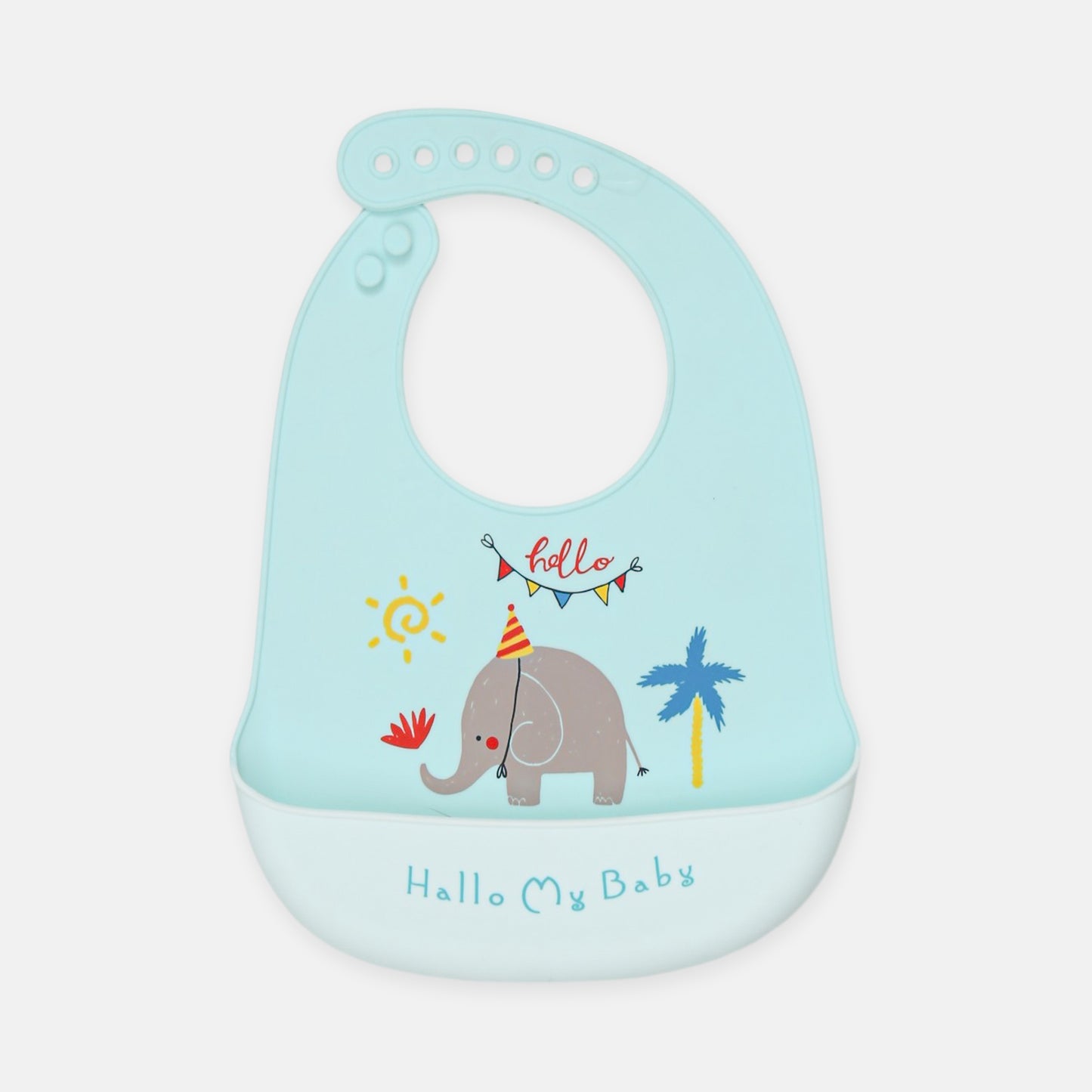 Mint Party Elephant Silicone Bib
