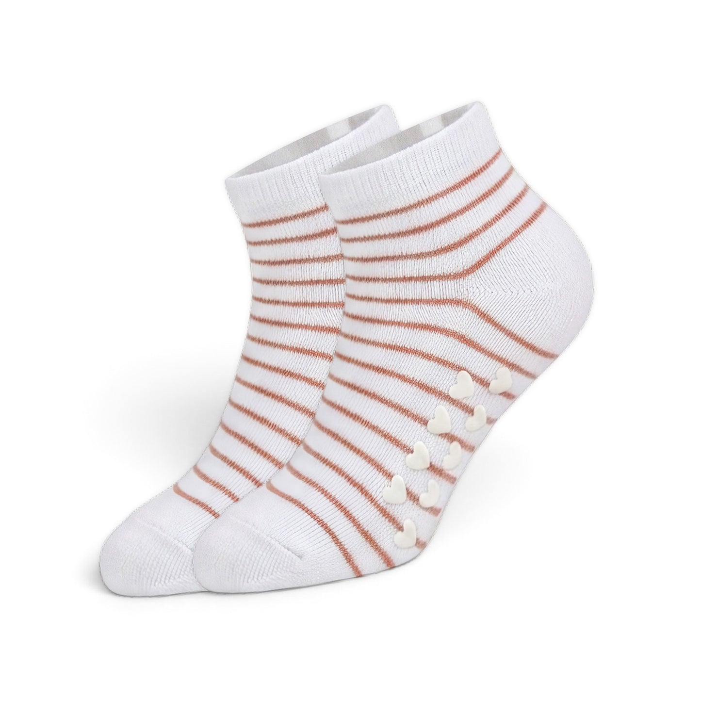 STRIPE & HEART GRIP GIRL SOCKS PK-5