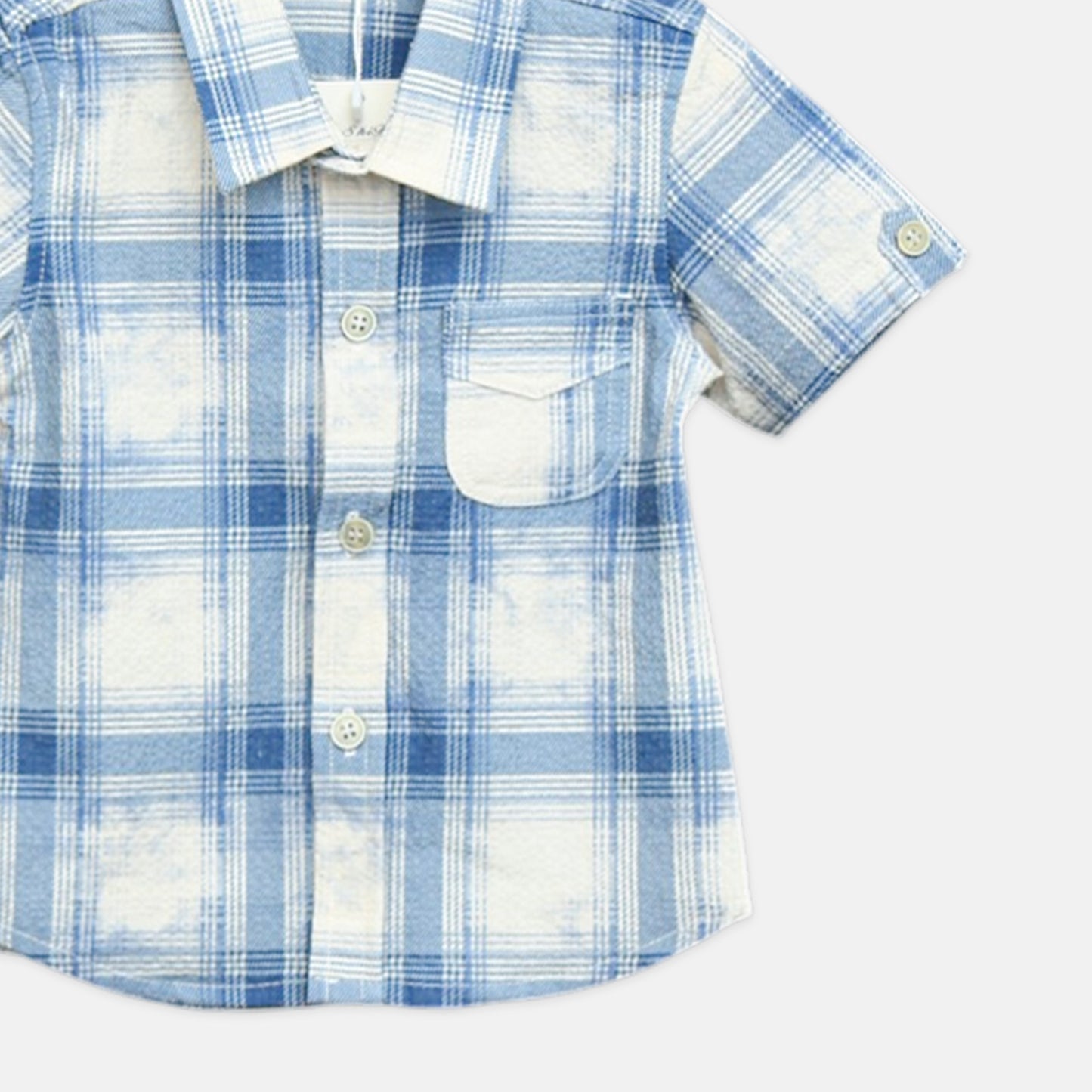Blue And Cream Checkered Shirt
