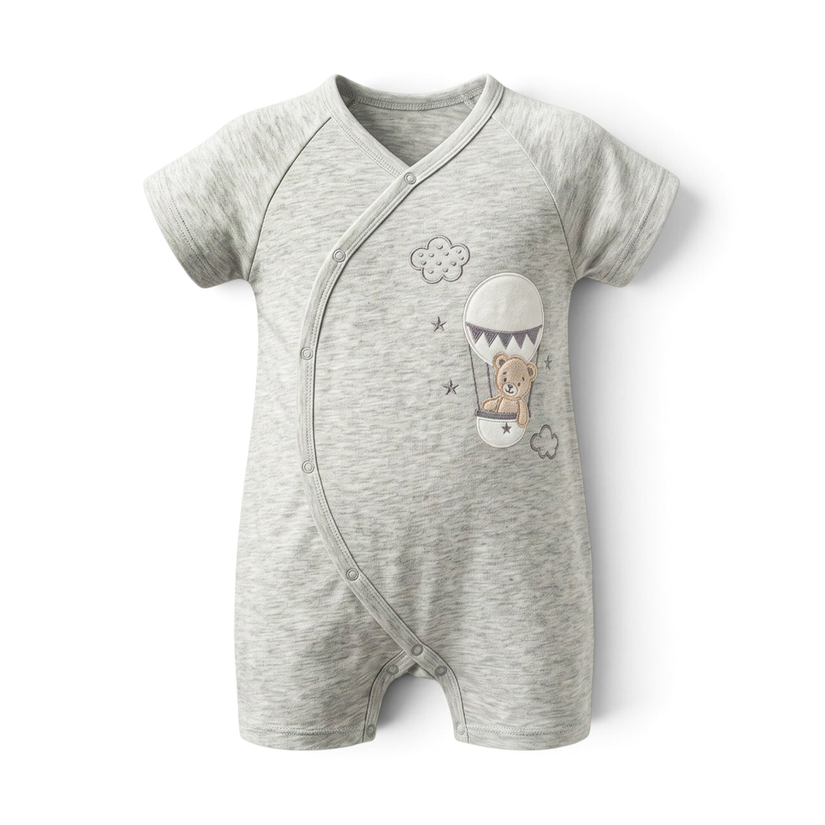 GREY "HOT AIR BALLOON BEAR" ROMPER