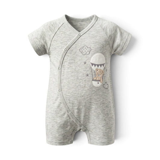 GREY "HOT AIR BALLOON BEAR" ROMPER