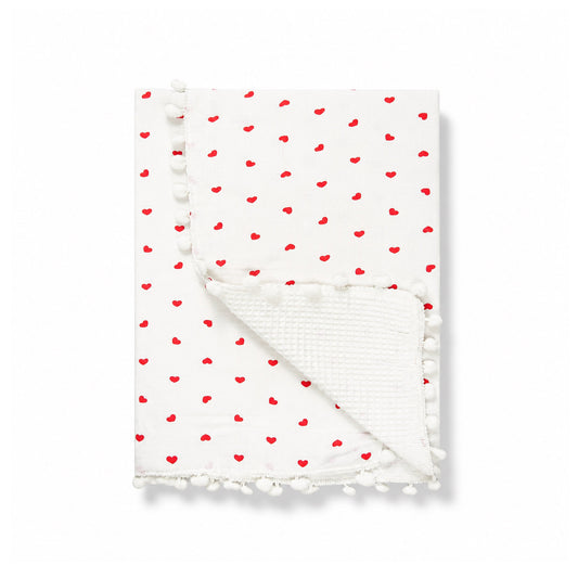 MUSLIN WRAPPING SHEET - RED HEARTS