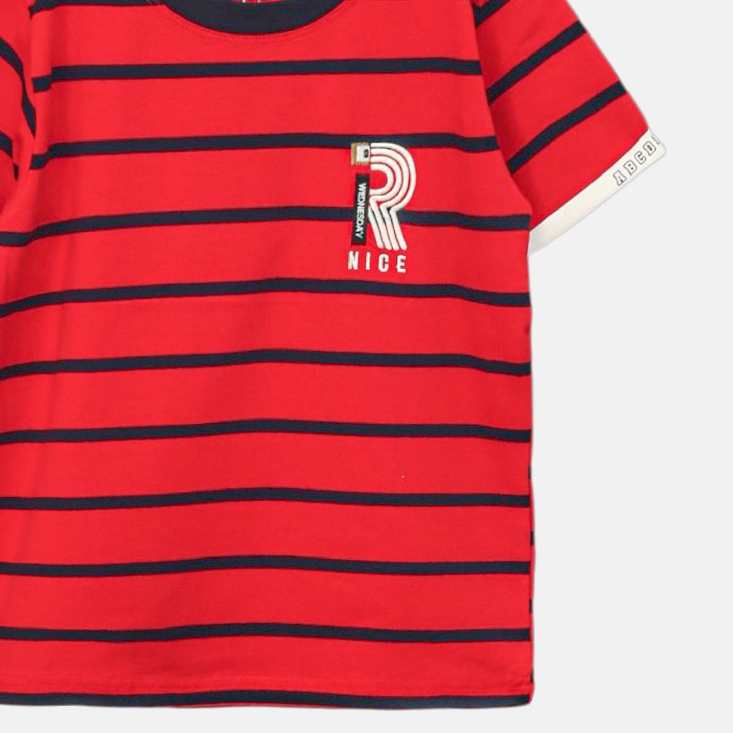 RED SPORTY STRIPED TEE