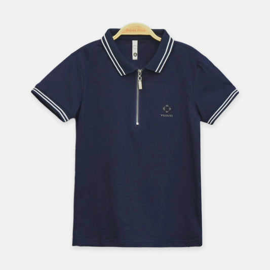 Navy Zip-Up Polo