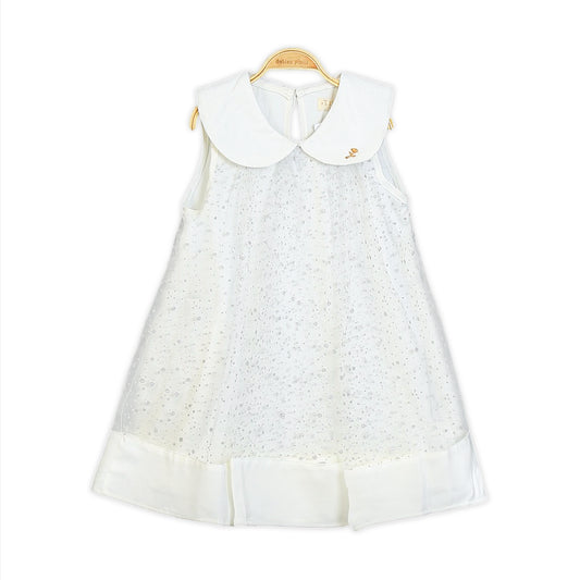 Shimmery White Polka Dot Top