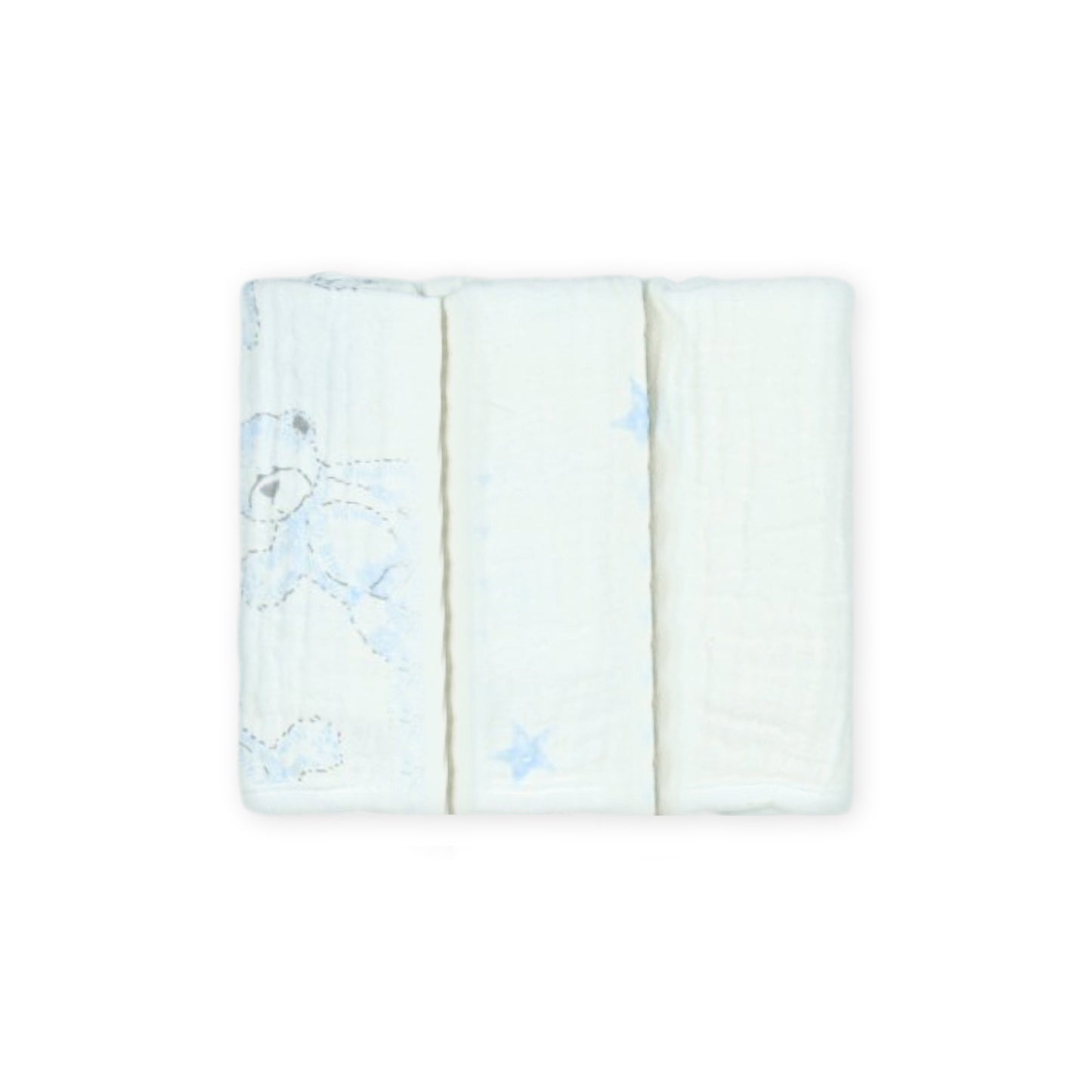 FACE TOWEL MUSLIN PK-3 DREAMY BLUE BEAR