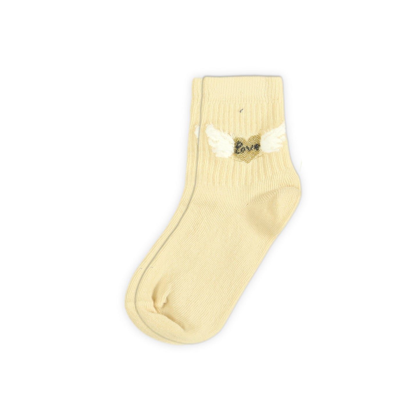 CREAM WINGED HEART GIRL SOCKS